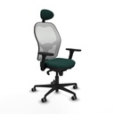 Jorquera sincro malla blanca similpiel verde botella brazos 3D base nailon cabecero fijo ruedas 65mm engomada