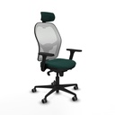 Jorquera sincro malla blanca similpiel verde botella brazos 3D base nailon cabecero 2D ruedas 65mm engomada