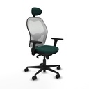 Jorquera sincro malla blanca similpiel verde botella brazos 3D base nailon cabecero fijo ruedas 65mm nailon