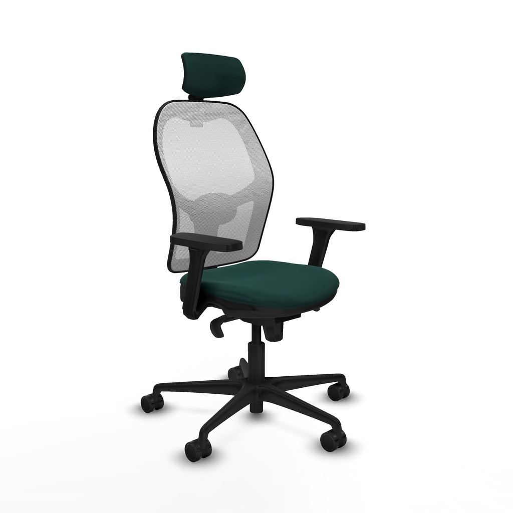 Jorquera sincro malla blanca similpiel verde botella brazos 3D base nailon cabecero 2D ruedas 65mm nailon