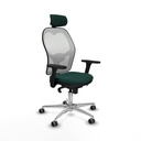 Jorquera sincro malla blanca similpiel verde botella brazos 3D base aluminio cabecero 2D ruedas 65mm engomada