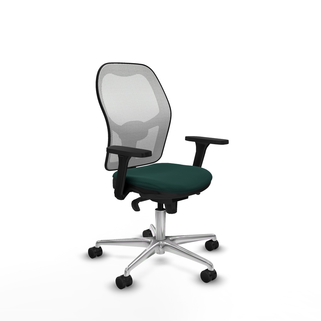 Jorquera sincro malla blanca similpiel verde botella brazos 3D base aluminio  ruedas 65mm nailon