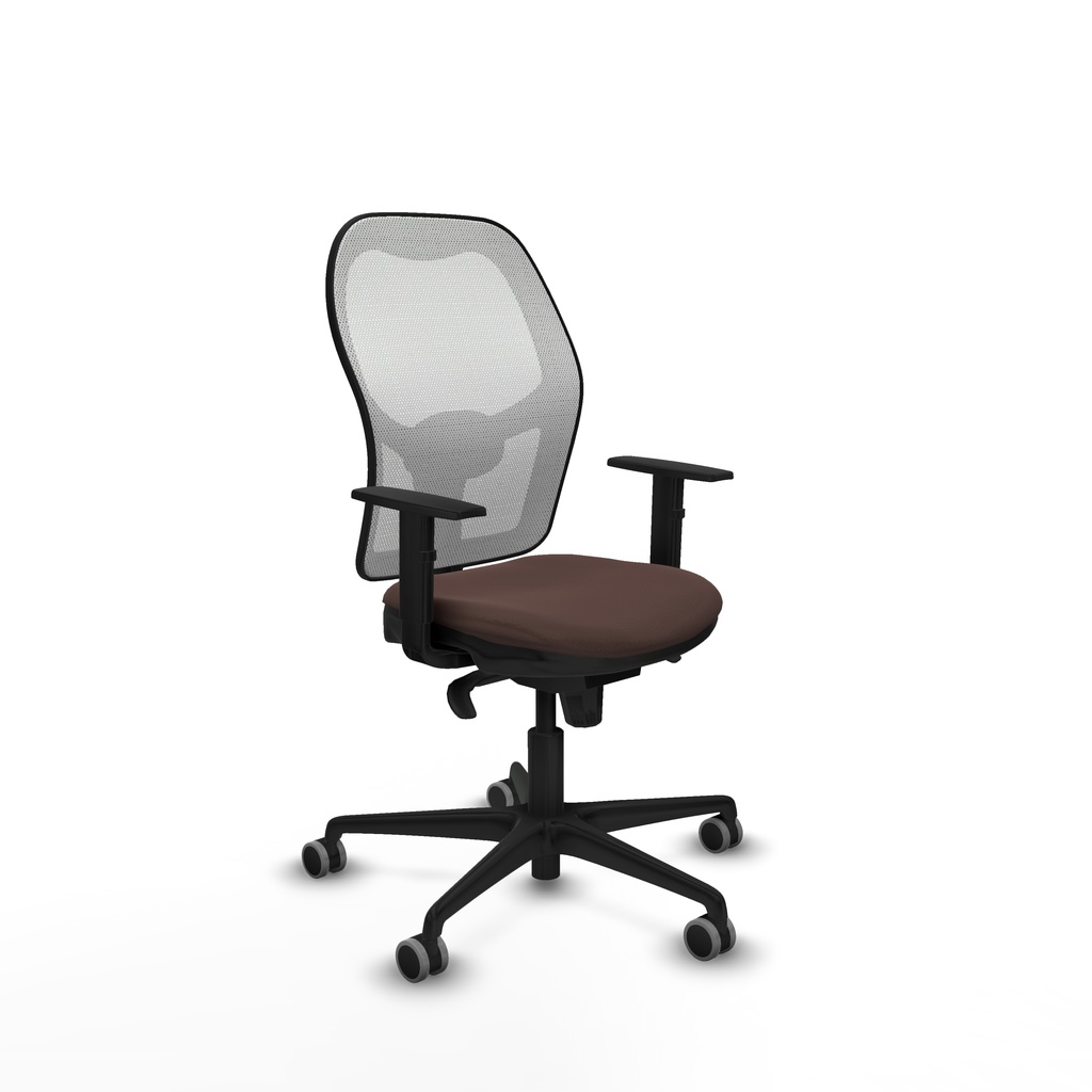 Jorquera sincro malla blanca similpiel marrón oscuro brazos 1D base nailon  ruedas 65mm engomada