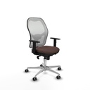 Jorquera sincro malla blanca similpiel marrón oscuro brazos 1D base aluminio  ruedas 65mm engomada