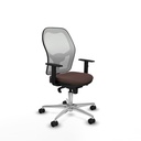 Jorquera sincro malla blanca similpiel marrón oscuro brazos 1D base aluminio  ruedas 65mm nailon
