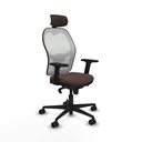 Jorquera sincro malla blanca similpiel marrón oscuro brazos 2D base nailon cabecero 2D ruedas 65mm nailon