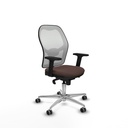 Jorquera sincro malla blanca similpiel marrón oscuro brazos 2D base aluminio  ruedas 65mm engomada