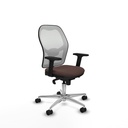 Jorquera sincro malla blanca similpiel marrón oscuro brazos 2D base aluminio  ruedas 65mm nailon