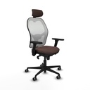Jorquera sincro malla blanca similpiel marrón oscuro brazos 3D base nailon cabecero 2D ruedas 65mm engomada