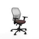 Jorquera sincro malla blanca similpiel marrón oscuro brazos 3D base nailon  ruedas 65mm nailon
