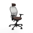 Jorquera sincro malla blanca similpiel marrón oscuro brazos 3D base nailon cabecero 2D ruedas 65mm nailon