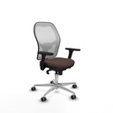 Jorquera sincro malla blanca similpiel marrón oscuro brazos 3D base aluminio  ruedas 65mm engomada
