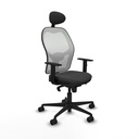 Jorquera sincro malla blanca similpiel gris oscuro brazos 1D base nailon cabecero fijo ruedas 65mm nailon
