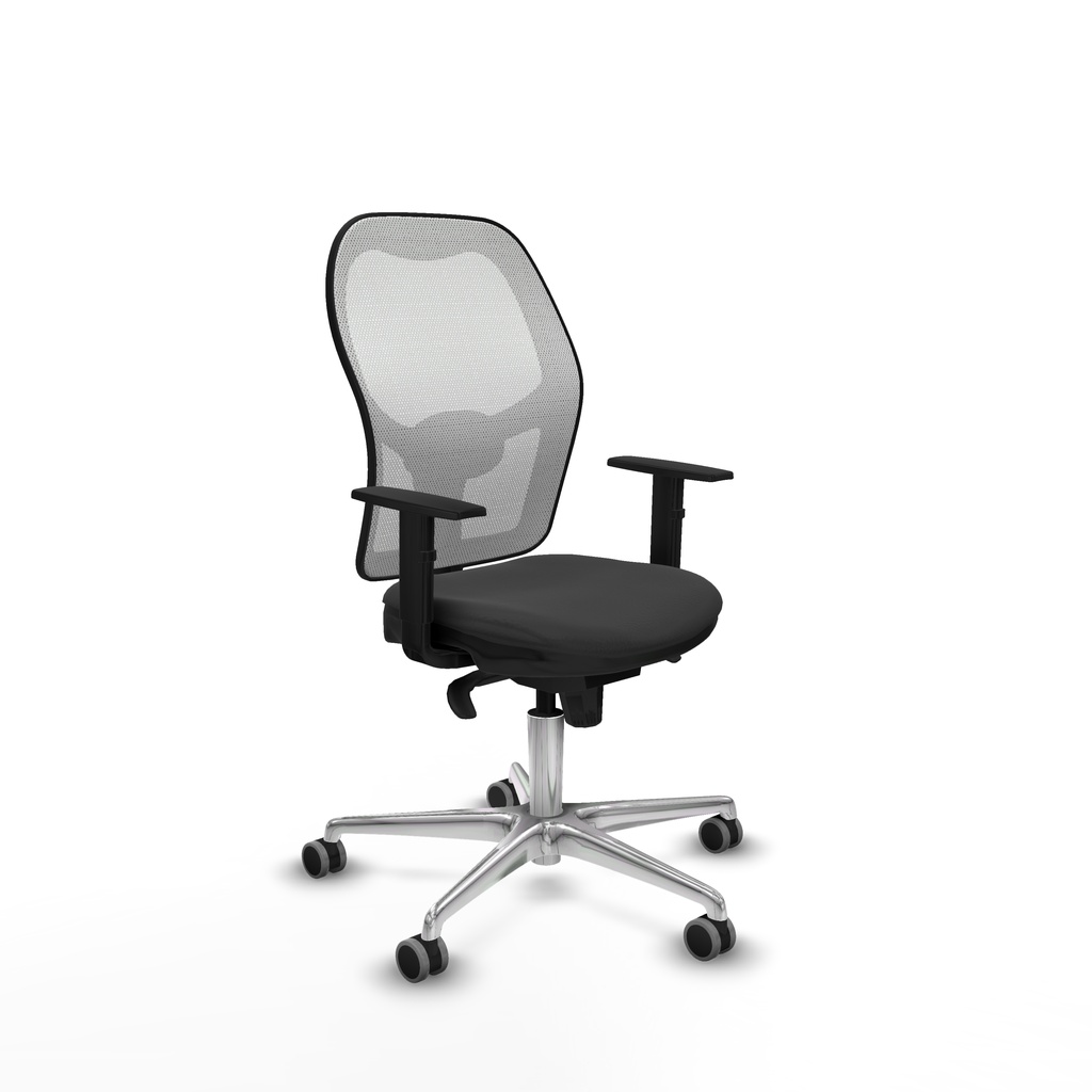 Jorquera sincro malla blanca similpiel gris oscuro brazos 1D base aluminio  ruedas 65mm engomada