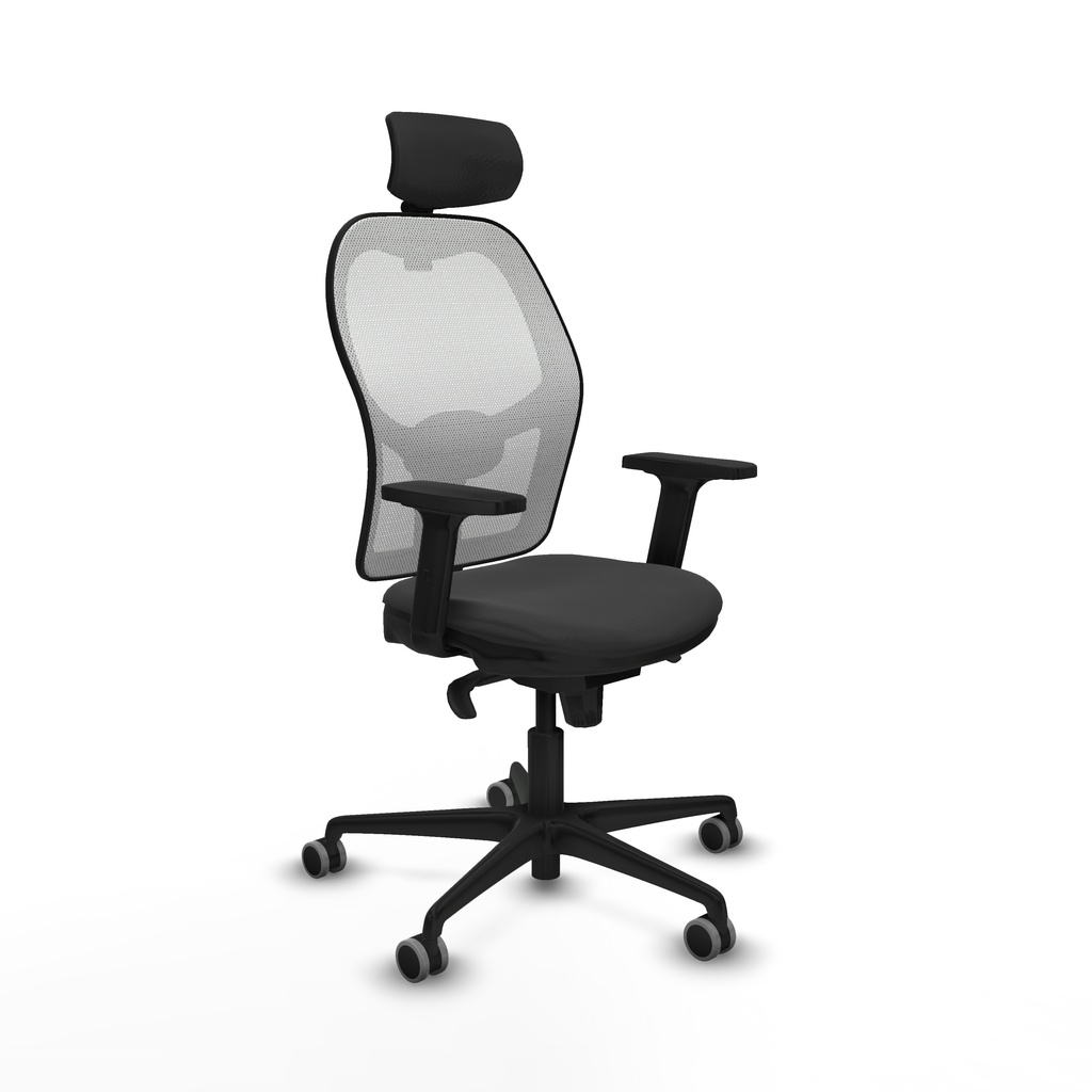 Jorquera sincro malla blanca similpiel gris oscuro brazos 2D base nailon cabecero 2D ruedas 65mm engomada