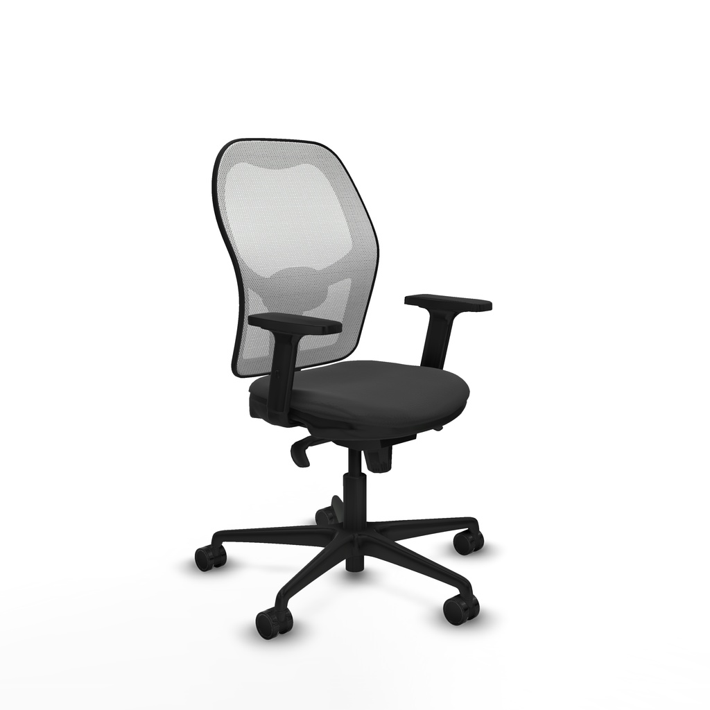 Jorquera sincro malla blanca similpiel gris oscuro brazos 2D base nailon  ruedas 65mm nailon