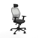 Jorquera sincro malla blanca similpiel gris oscuro brazos 2D base nailon cabecero 2D ruedas 65mm nailon