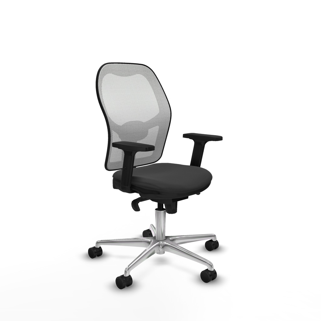 Jorquera sincro malla blanca similpiel gris oscuro brazos 2D base aluminio  ruedas 65mm nailon
