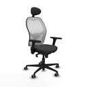 Jorquera sincro malla blanca similpiel gris oscuro brazos 3D base nailon cabecero fijo ruedas 65mm engomada