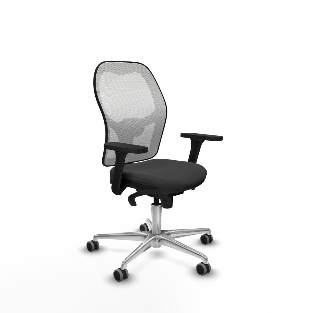 Jorquera sincro malla blanca similpiel gris oscuro brazos 3D base aluminio  ruedas 65mm engomada