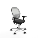 Jorquera sincro malla blanca similpiel gris oscuro brazos 3D base aluminio  ruedas 65mm nailon