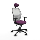 Jorquera sincro malla blanca similpiel morado brazos 1D base nailon cabecero fijo ruedas 65mm nailon