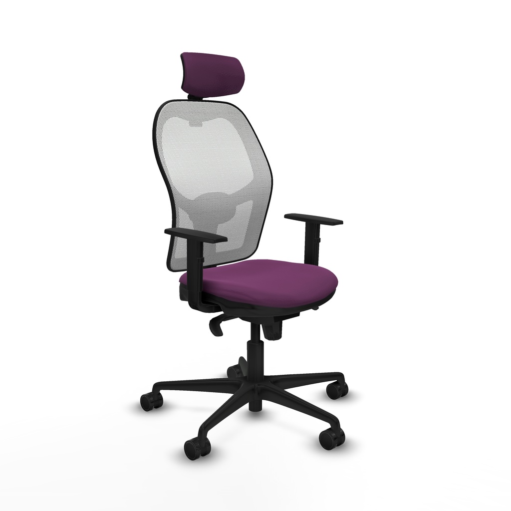 Jorquera sincro malla blanca similpiel morado brazos 1D base nailon cabecero 2D ruedas 65mm nailon