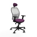 Jorquera sincro malla blanca similpiel morado brazos 2D base nailon cabecero fijo ruedas 65mm engomada