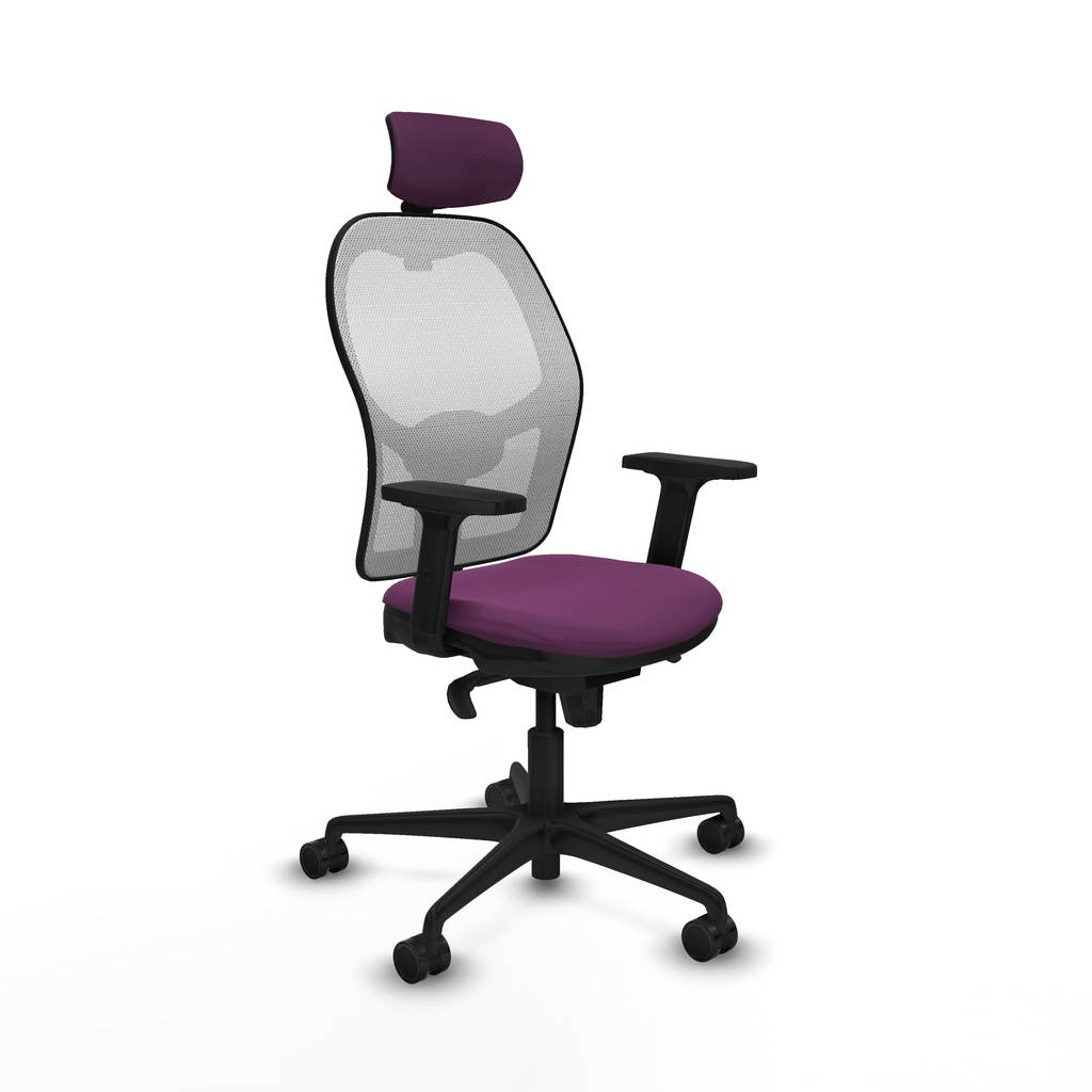 Jorquera sincro malla blanca similpiel morado brazos 2D base nailon cabecero 2D ruedas 65mm nailon