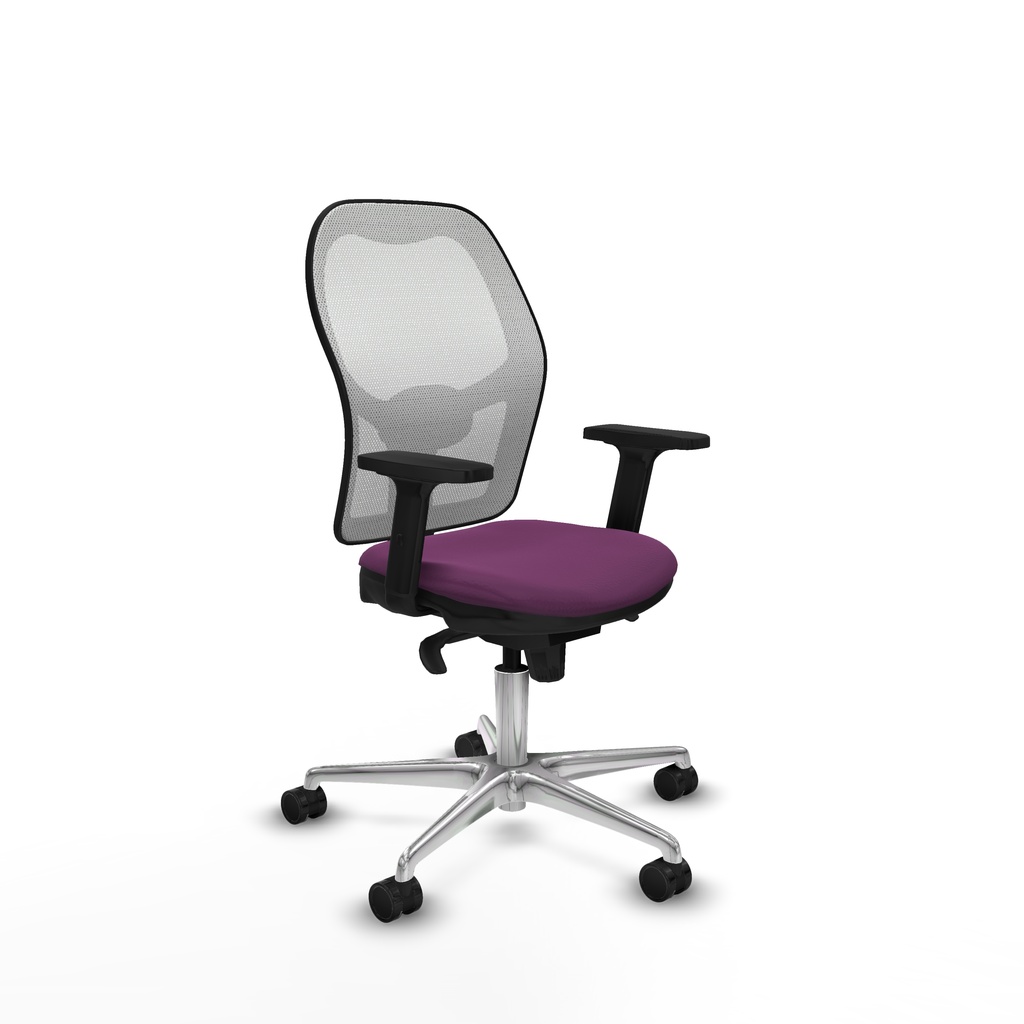 Jorquera sincro malla blanca similpiel morado brazos 2D base aluminio  ruedas 65mm nailon