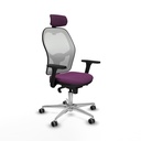 Jorquera sincro malla blanca similpiel morado brazos 3D base aluminio cabecero 2D ruedas 65mm engomada