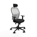 Jorquera sincro malla blanca similpiel negro brazos 1D base nailon cabecero 2D ruedas 65mm nailon