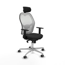 Jorquera sincro malla blanca similpiel negro brazos 1D base aluminio cabecero 2D ruedas 65mm engomada