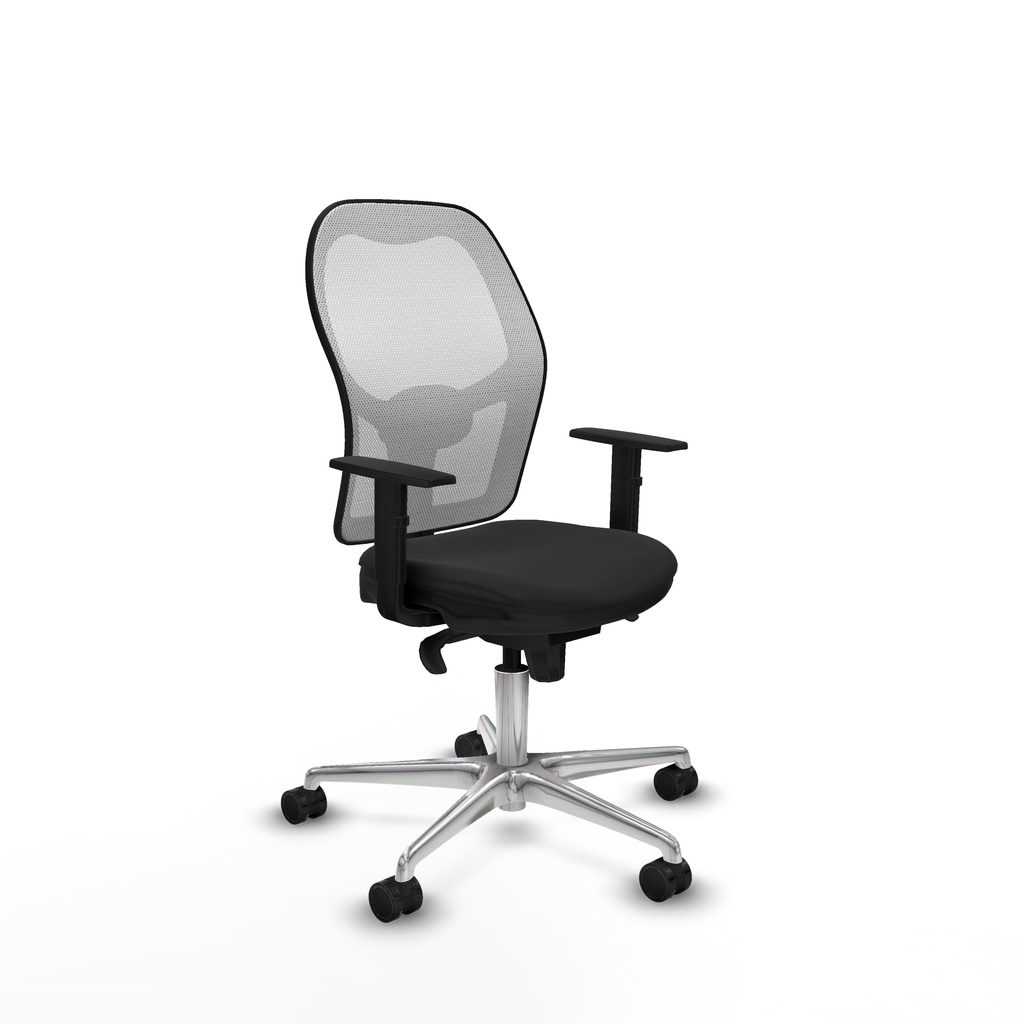 Jorquera sincro malla blanca similpiel negro brazos 1D base aluminio  ruedas 65mm nailon