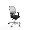 Jorquera sincro malla blanca similpiel negro brazos 2D base aluminio  ruedas 65mm engomada