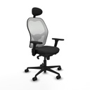 Jorquera sincro malla blanca similpiel negro brazos 3D base nailon cabecero fijo ruedas 65mm nailon