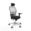 Jorquera sincro malla blanca similpiel negro brazos 3D base aluminio cabecero 2D ruedas 65mm engomada