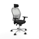Jorquera sincro malla blanca similpiel negro brazos 3D base aluminio cabecero 2D ruedas 65mm nailon