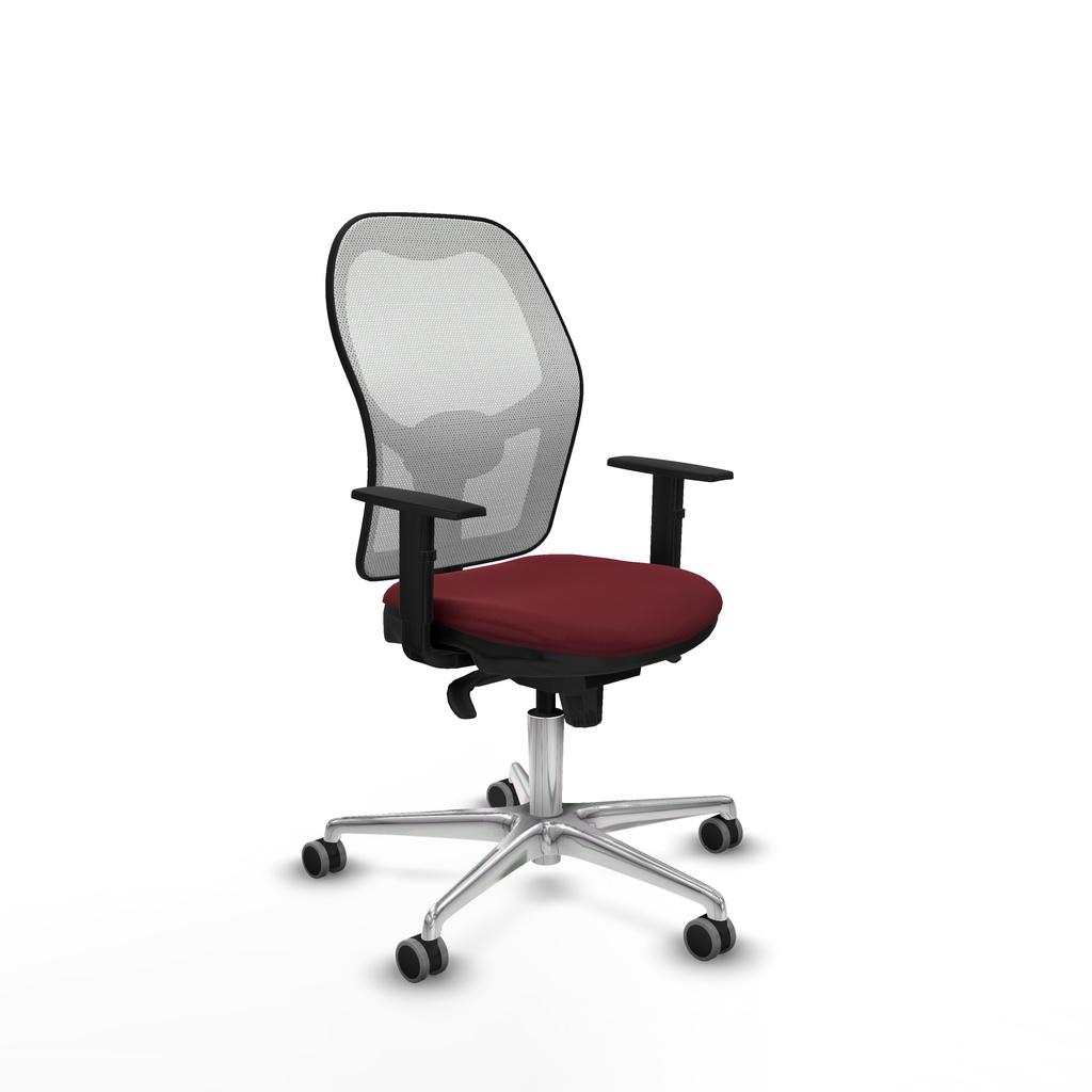 Jorquera sincro malla blanca similpiel granate brazos 1D base aluminio  ruedas 65mm engomada