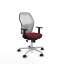 Jorquera sincro malla blanca similpiel granate brazos 1D base aluminio  ruedas 65mm nailon
