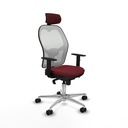 Jorquera sincro malla blanca similpiel granate brazos 1D base aluminio cabecero 2D ruedas 65mm nailon