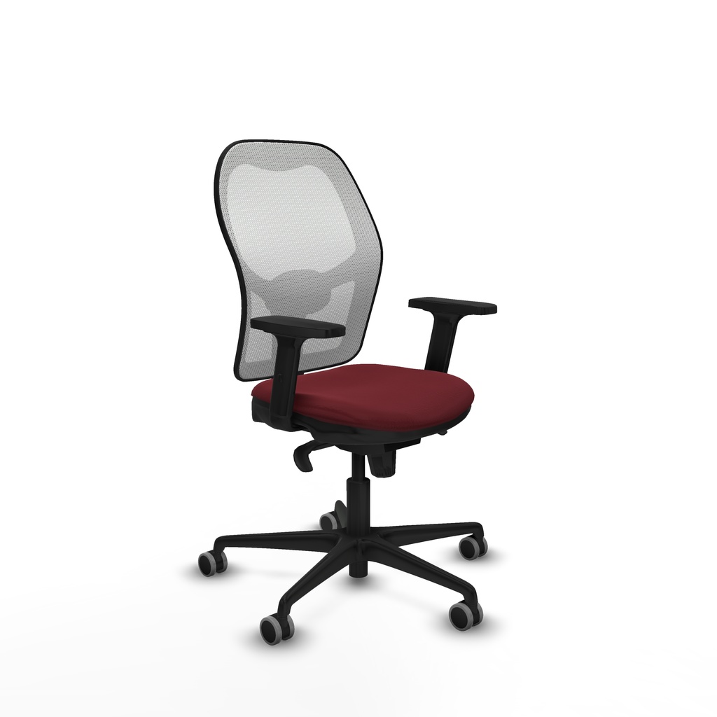 Jorquera sincro malla blanca similpiel granate brazos 2D base nailon  ruedas 65mm engomada