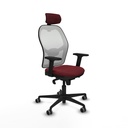 Jorquera sincro malla blanca similpiel granate brazos 2D base nailon cabecero 2D ruedas 65mm engomada