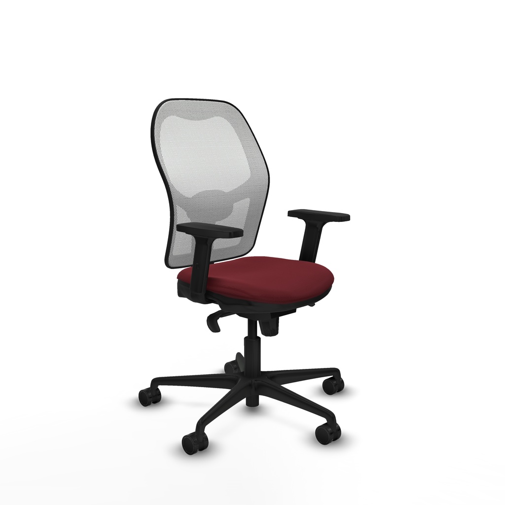 Jorquera sincro malla blanca similpiel granate brazos 2D base nailon  ruedas 65mm nailon