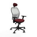 Jorquera sincro malla blanca similpiel granate brazos 3D base nailon cabecero fijo ruedas 65mm engomada