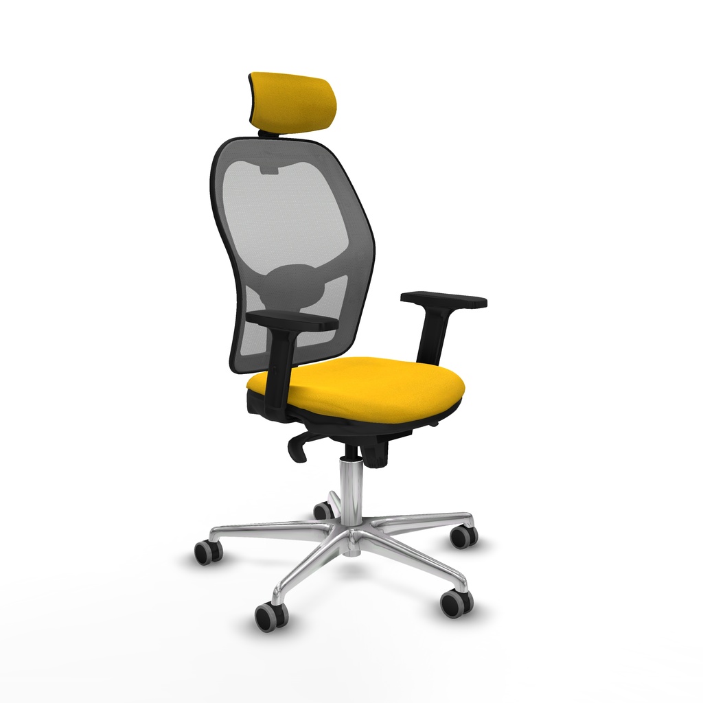 Jorquera sincro malla gris bali amarillo brazos 2D base aluminio cabecero 2D ruedas 65mm engomada