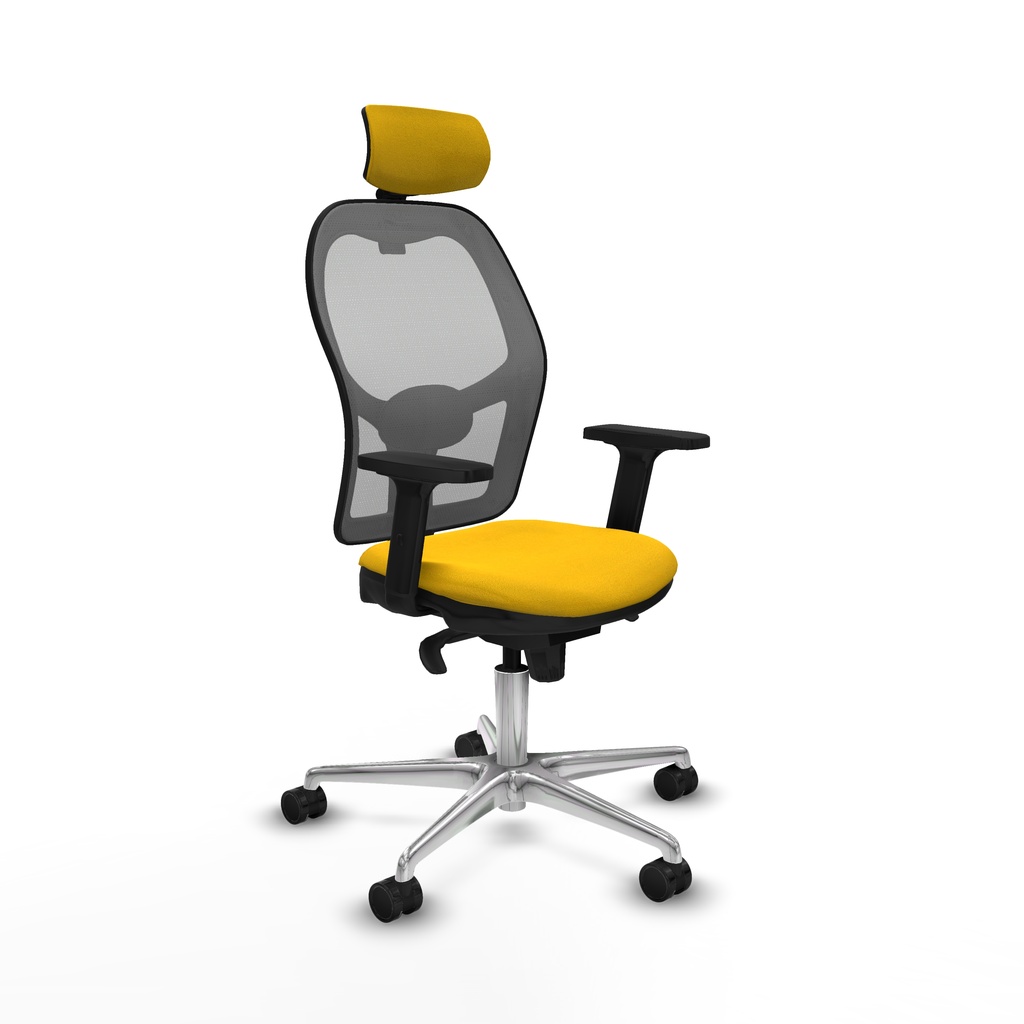 Jorquera sincro malla gris bali amarillo brazos 2D base aluminio cabecero 2D ruedas 65mm nailon