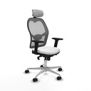 Jorquera sincro malla gris bali blanco brazos 2D base aluminio cabecero 2D ruedas 65mm nailon