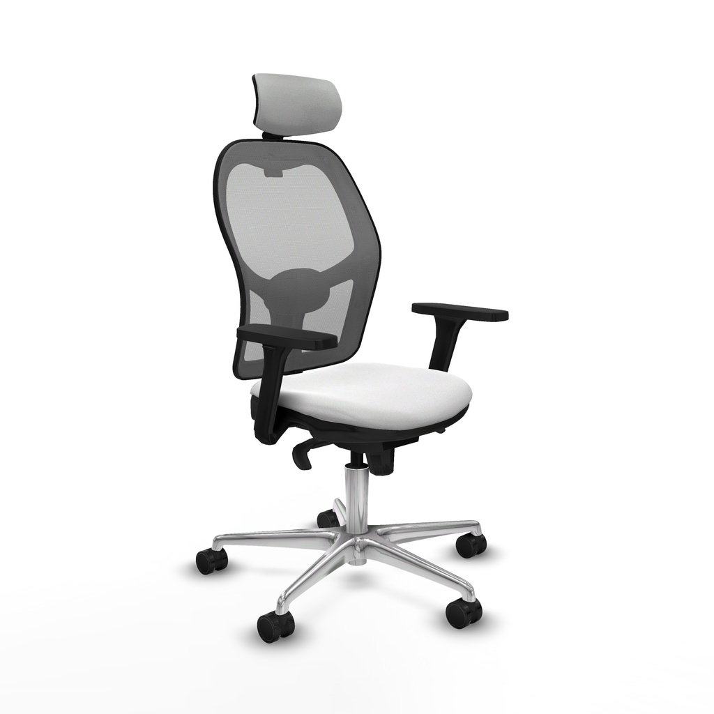 Jorquera sincro malla gris bali blanco brazos 3D base aluminio cabecero 2D ruedas 65mm nailon