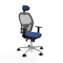 Jorquera sincro malla gris bali azul marino brazos 1D base aluminio cabecero fijo ruedas 65mm nailon
